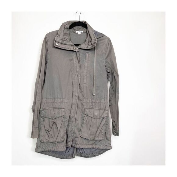 James Perse Utility Jacket Womens small Zip Up Light Weight Gray peppy comfort - Picture 2 of 7